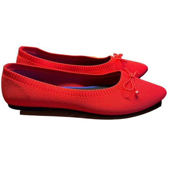 Shupua Women's Size 8 Red Ballet Flats Christmas Shoes Comfortable Knit - Picture 6 of 12